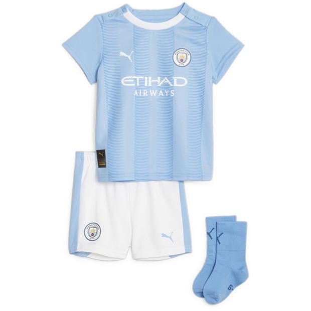 Kit fotbal bebelusi Puma Manchester City Acasa 2023 2024 albastru alb