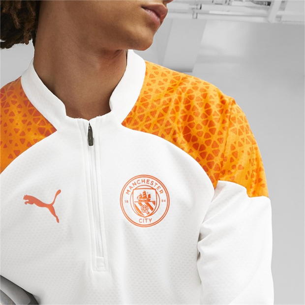 Puma Manchester City antrenament Quarter cu fermoar 2023 2024 pentru adulti alb