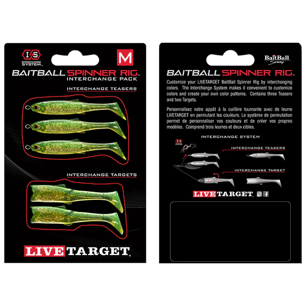 REZERVA MINNOW RIG SPINNERBAIT LARGE LIME CHART GOLD LIVE TARGET