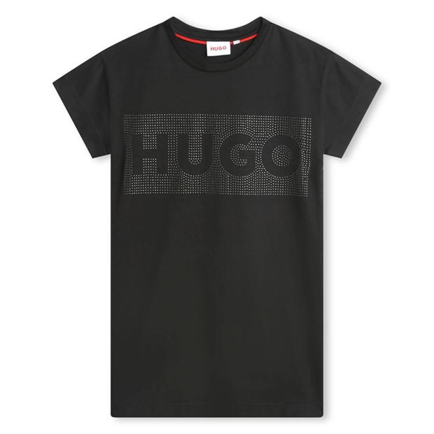 Rochie-camasa Tricou cu logo HUGO - pentru copii negru 09b