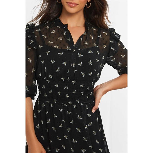 Rochie Joe Browns Frill Detail Printed negru