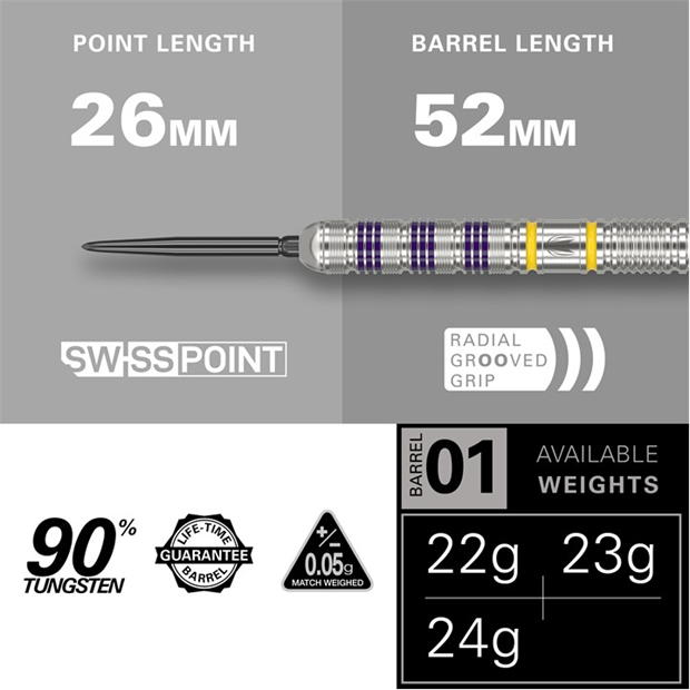 Sageti darts Luke Littler Loadout 23G 90% Tungsten Darts mov galben