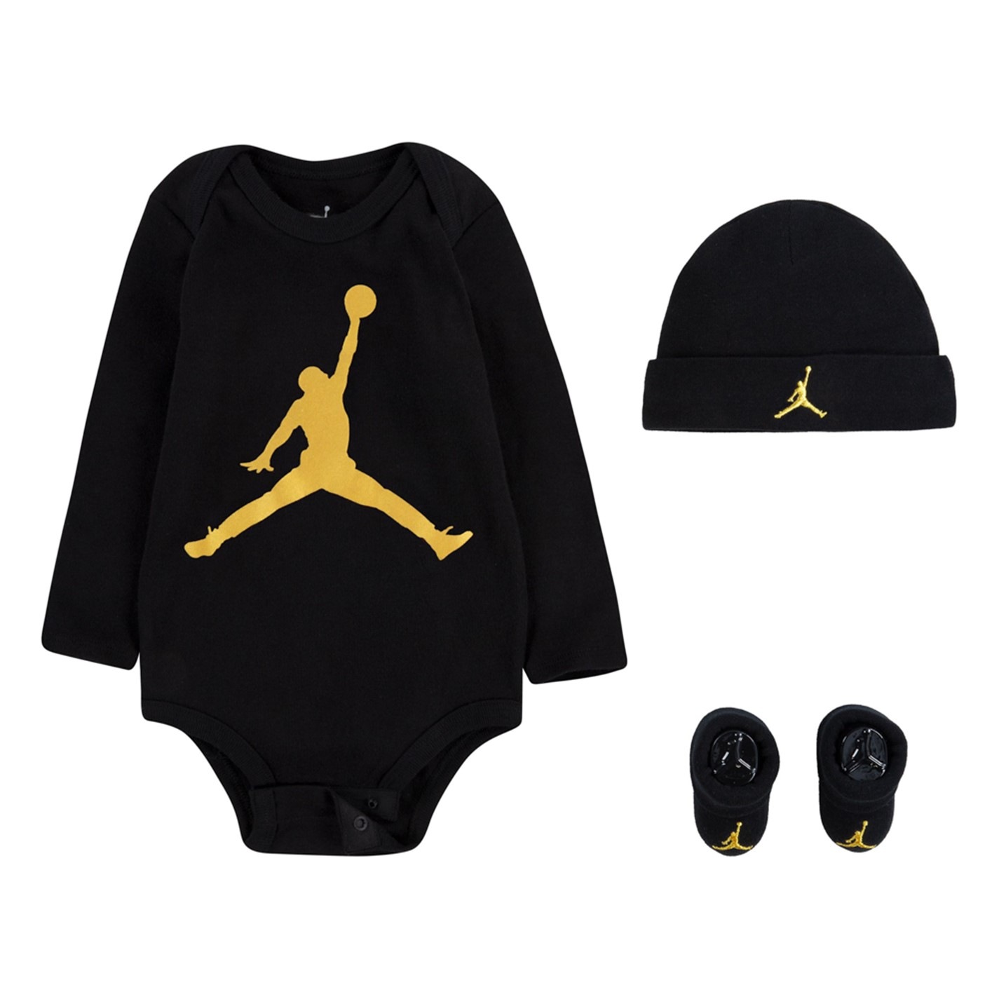 Set Air Jordan Jumpman bebelusi negru auriu