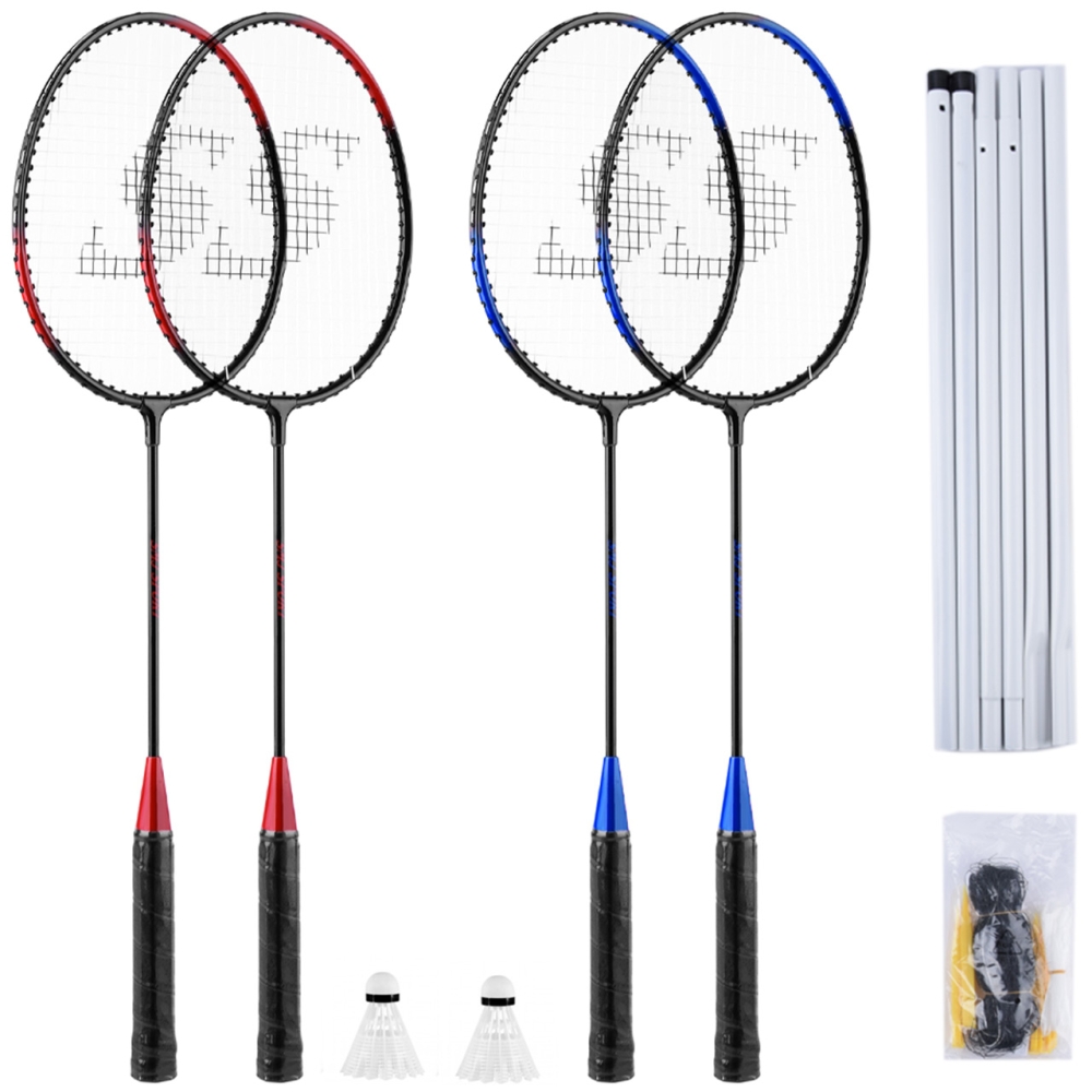 Set Badminton SMJ Teloon 4 rackets + 2 shuttlecocks net posts TL001