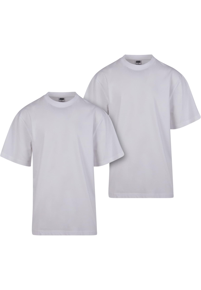 Set de 2 Tricou lung white+white Urban Classics alb