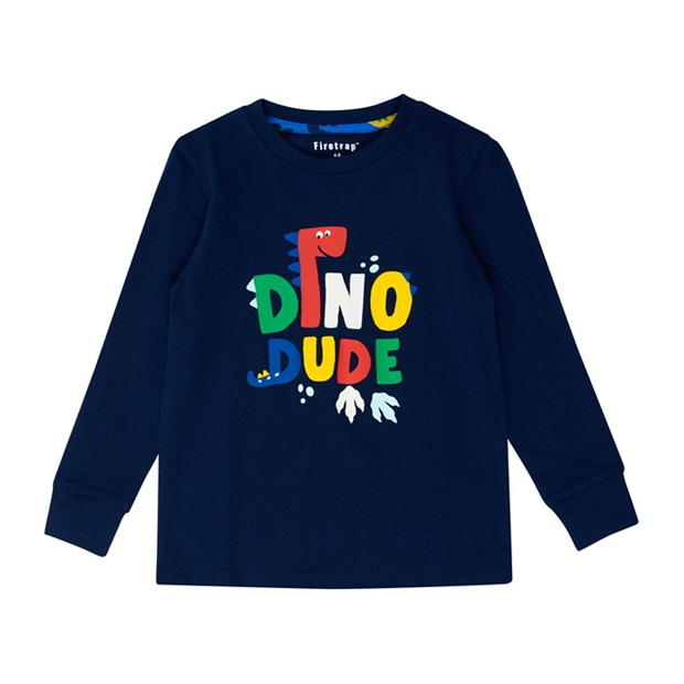 Set de 3 Pijamale Firetrap Dinosaur pentru baieti albastru multicolor