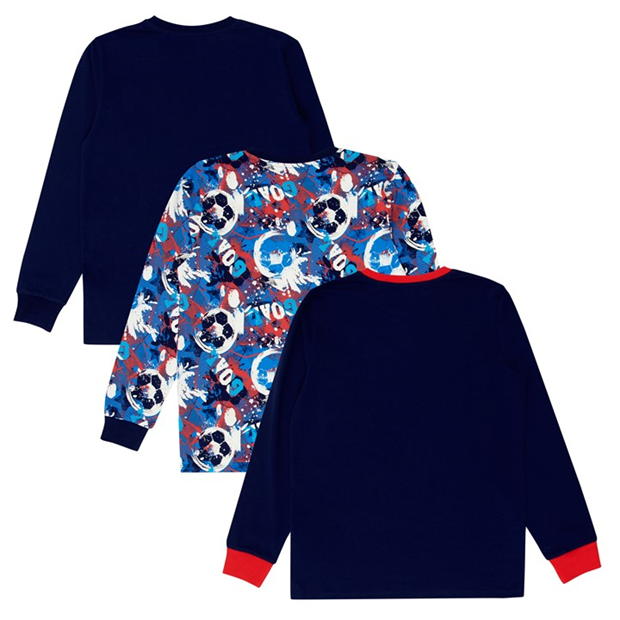 Set de 3 Pijamale Firetrap fotbal pentru baieti bleumarin multicolor