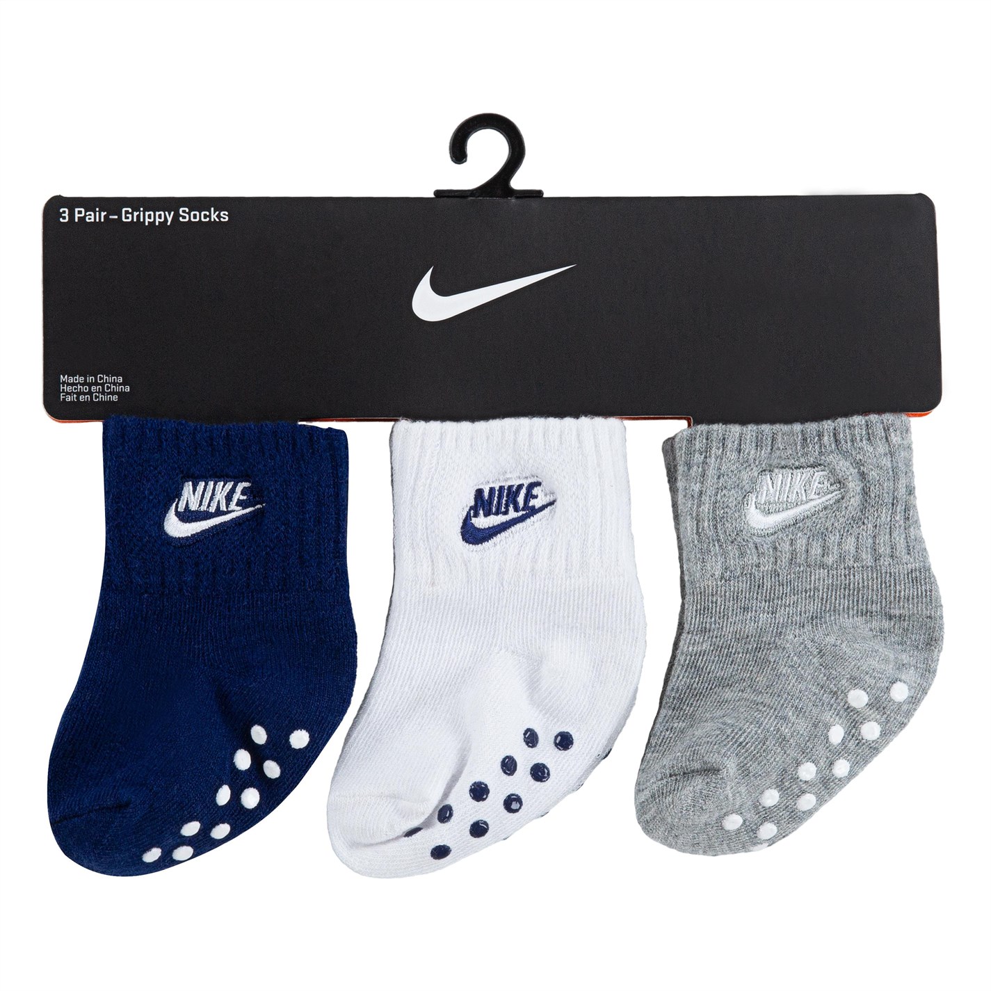 Set de 3 Sosete Nike Grippy pentru Bebelusi albastru negru