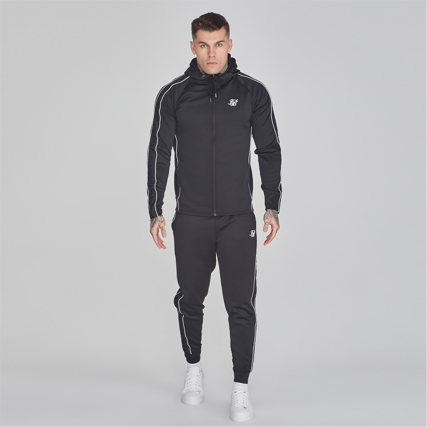 Pantaloni sport Set Hanorac SikSilk and pentru Barbati negru