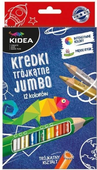 Set Jumbo 12 Creioane Colorate-perlate, Kidea