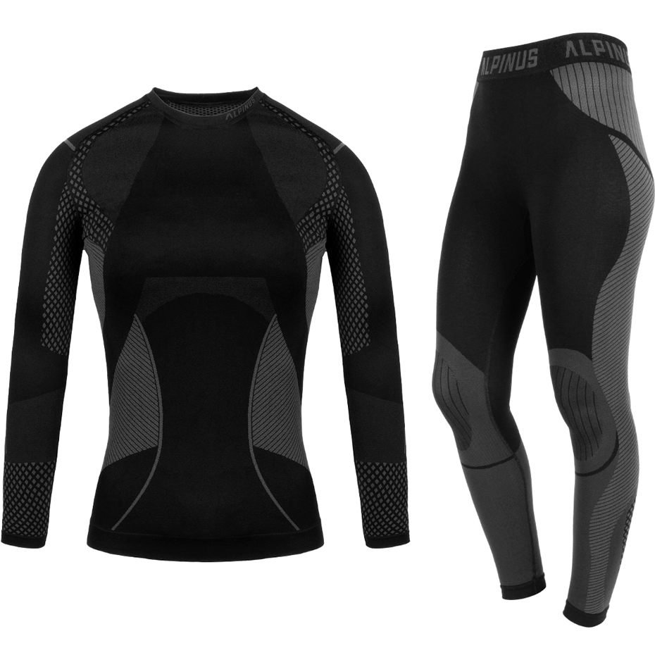 Set Lenjerie Thermoactive Alpinus Active Base Layer negru And gri GT43253 pentru femei