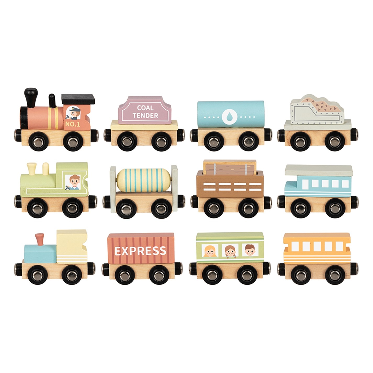 Set Tooky Toys lemn Train In54 multicolor