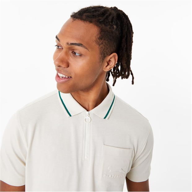 Slazenger ft. Aitch fermoar Tipped Polo crem