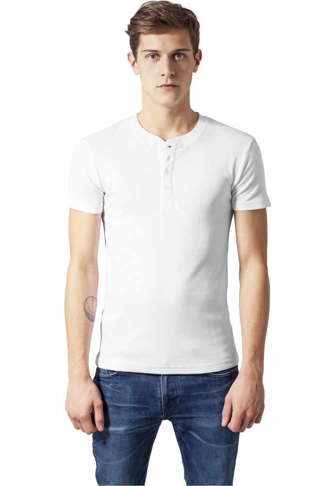 Tricou urban Henley Slim 1by1 alb Urban Classics