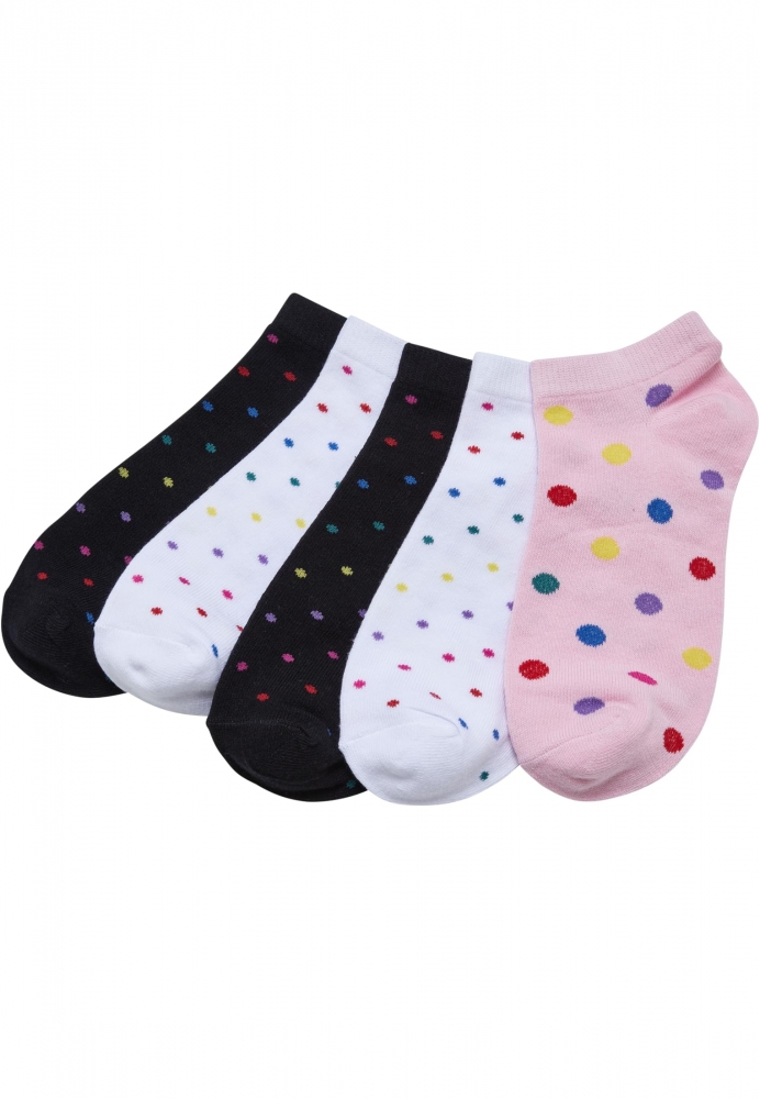 Sosete No Show Rainbow Dots 5-. alb negru Urban Classics roz