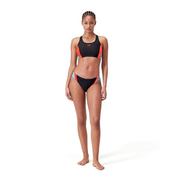 Costum de Inot Speedo Colourblock Splice 2.0 pentru femei negru rosu picton