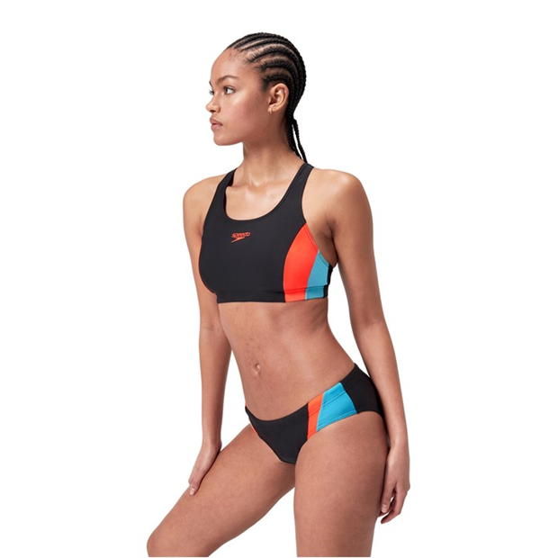 Costum de Inot Speedo Colourblock Splice 2.0 pentru femei negru rosu picton