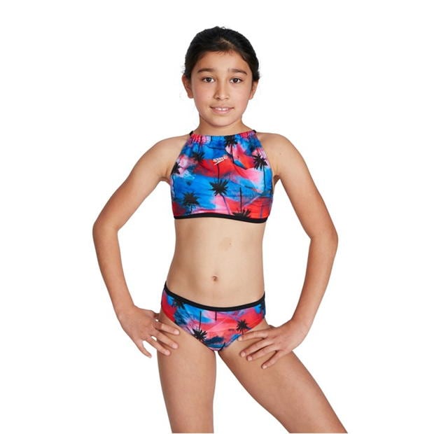 Speedo Star 2 Piece pentru fetite rosu albastru