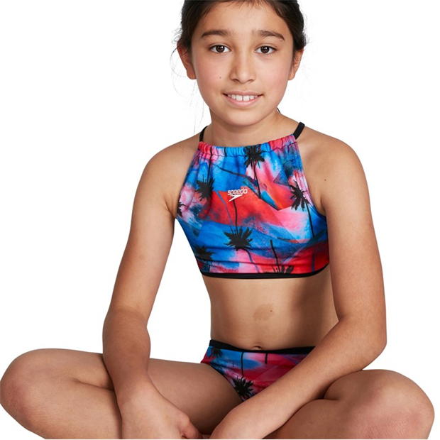 Speedo Star 2 Piece pentru fetite rosu albastru