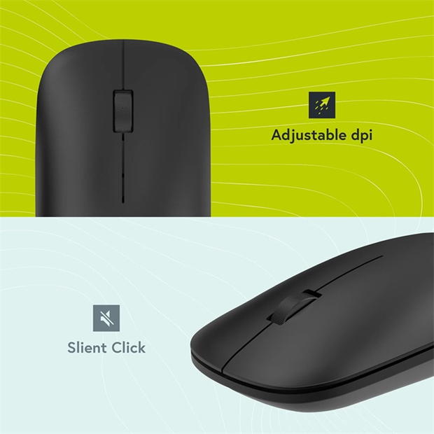 Styletech Silent Multi-Mode Bluetooth Wireless Mouse for PC & Mac - negru