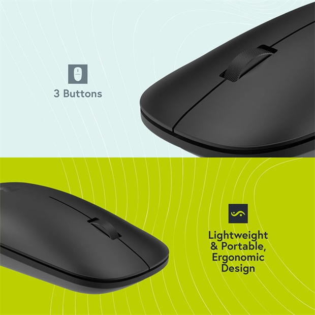 Styletech Silent Multi-Mode Bluetooth Wireless Mouse for PC & Mac - negru