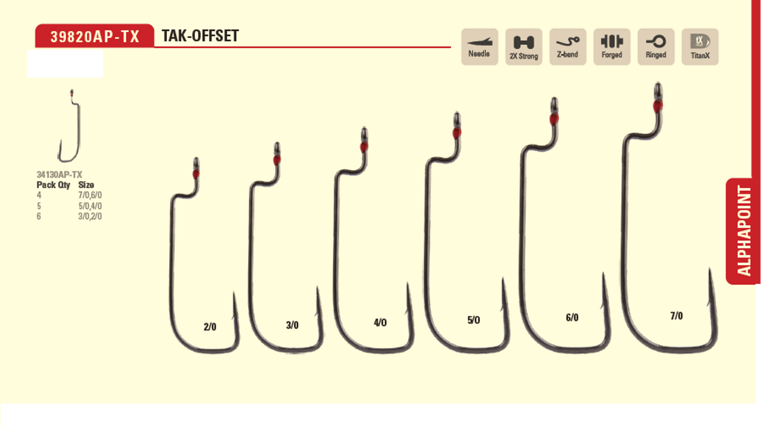 TAC-OFFSET WORM OCHET TITAN 4BUC PL marime 6-0 MUSTAD