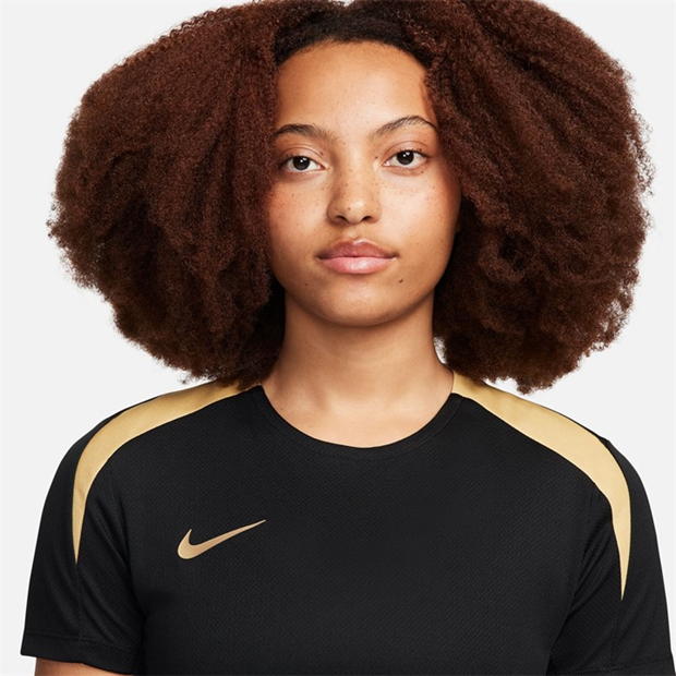 Top fotbal maneca scurta Nike Strike Dri-FIT pentru femei negru auriu