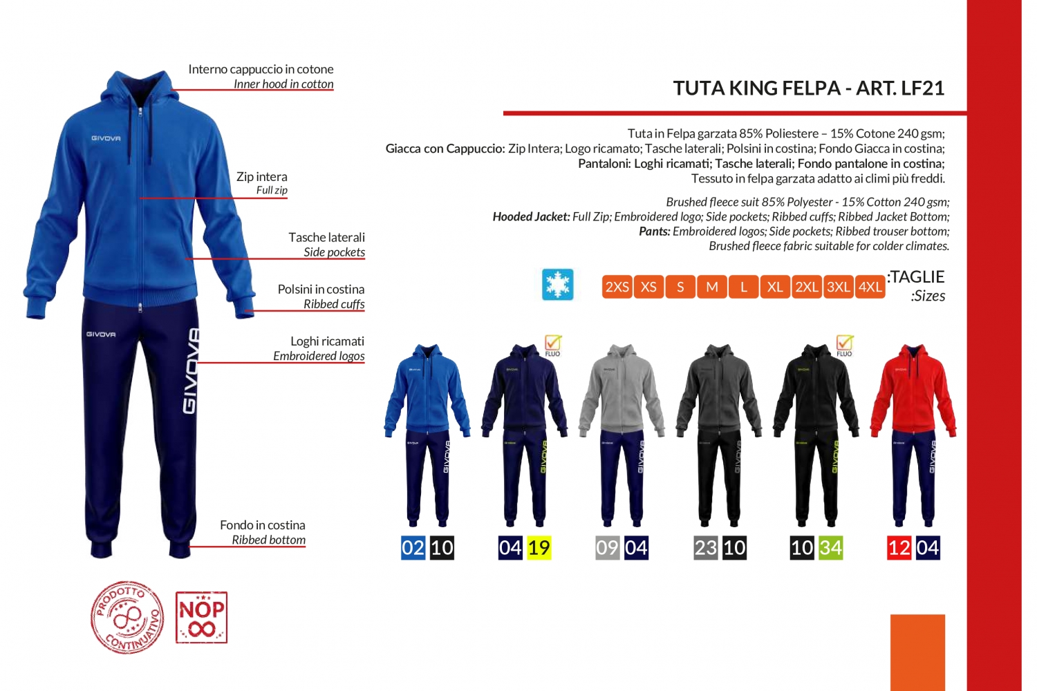 Trening casual sport TUTA KING Givova rosu albastru