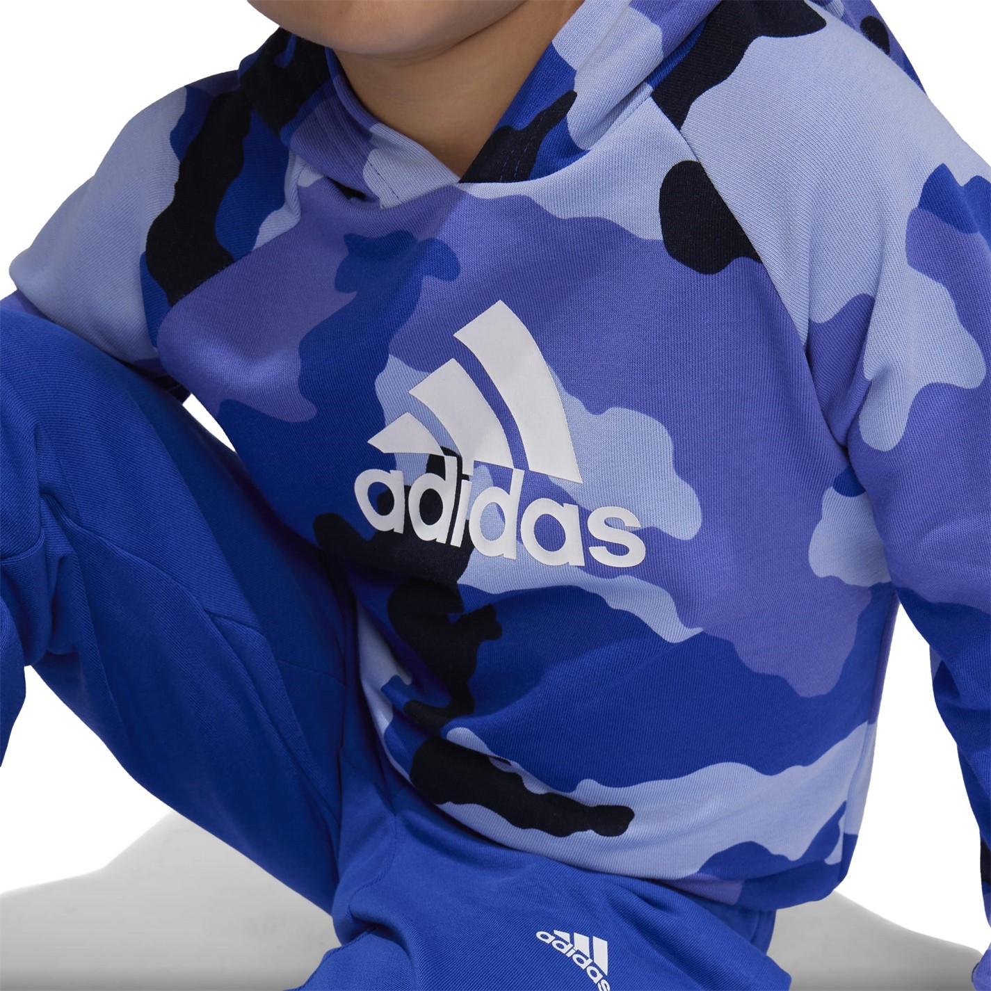 Set Hanorac adidas Essentials Allover Print pentru Copii albastru alb