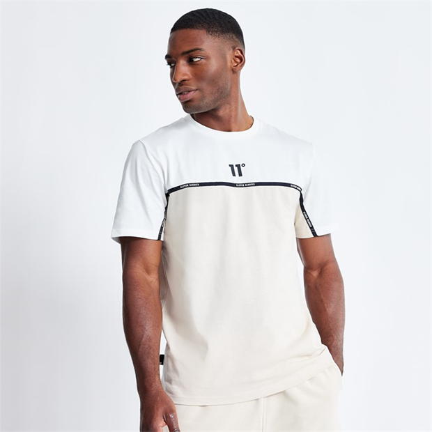 Tricou 11 Degrees Colour Block Taped - Coconut / Stone maro deschis