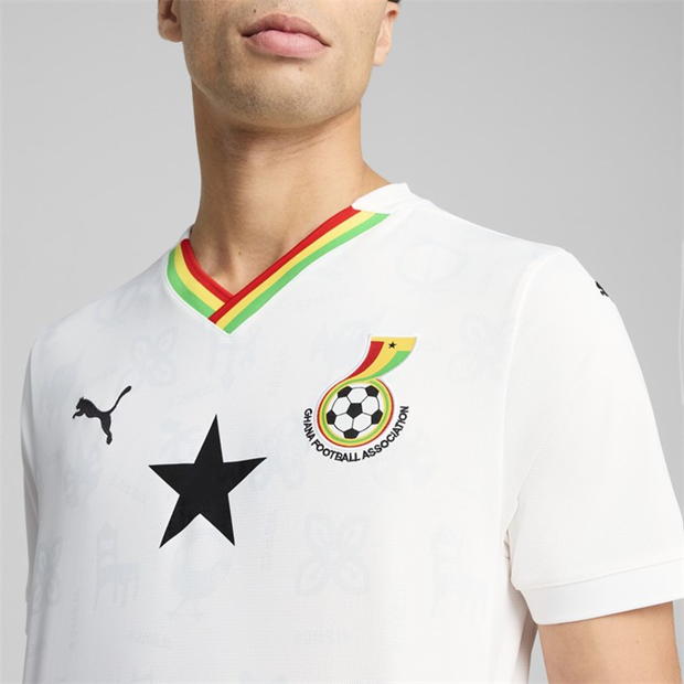 Tricou Acasa Puma Ghana 2025 pentru adulti alb galben