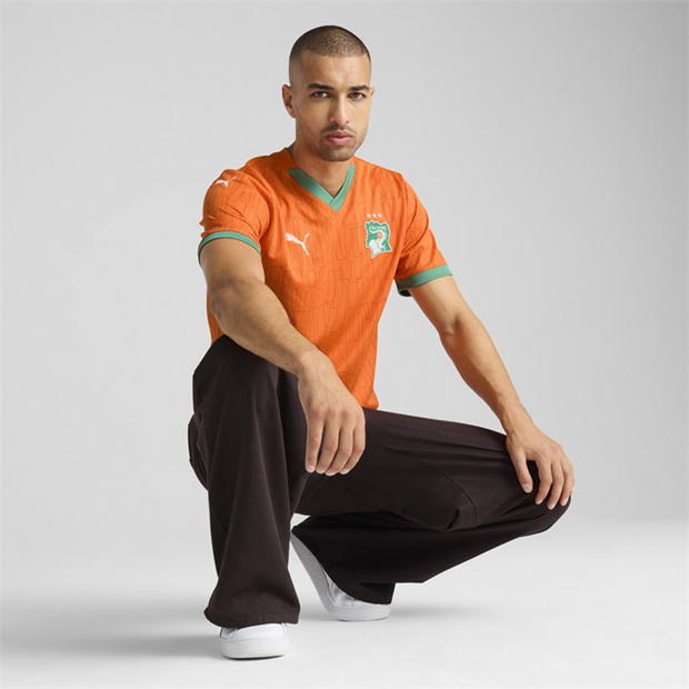 Tricou Acasa Puma Ivory Coast 2025 pentru adulti portocaliu verde