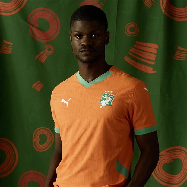 Tricou Acasa Puma Ivory Coast 2025 pentru adulti portocaliu verde