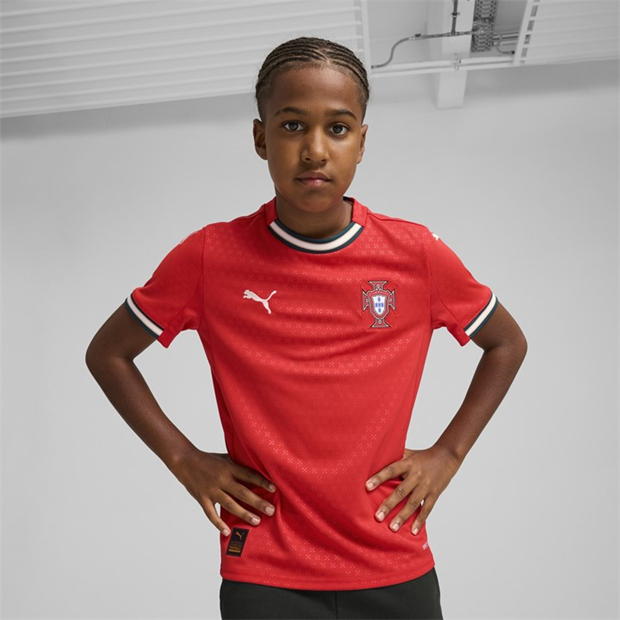 Tricou Acasa Puma Portugalia 2025 Juniors rosu galben