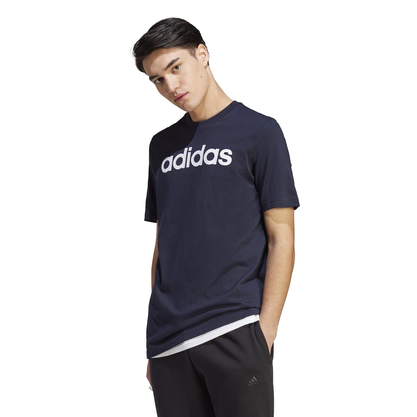 Tricouri Tricou cu logo adidas Essentials Single Jersey - pentru Barbati bleumarin linear