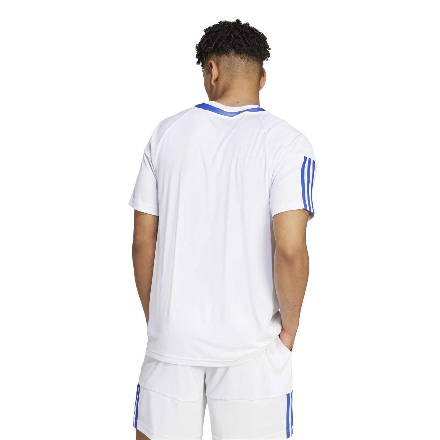 Tricou adidas clasic 3 cu dungi Sereno pentru Barbati alb albastru