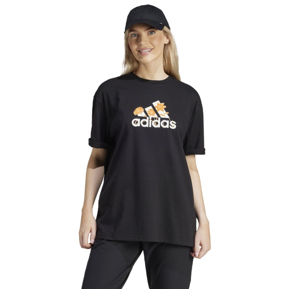 Tricou adidas Flower . Badge of Sport negru IR5896 pentru Femei