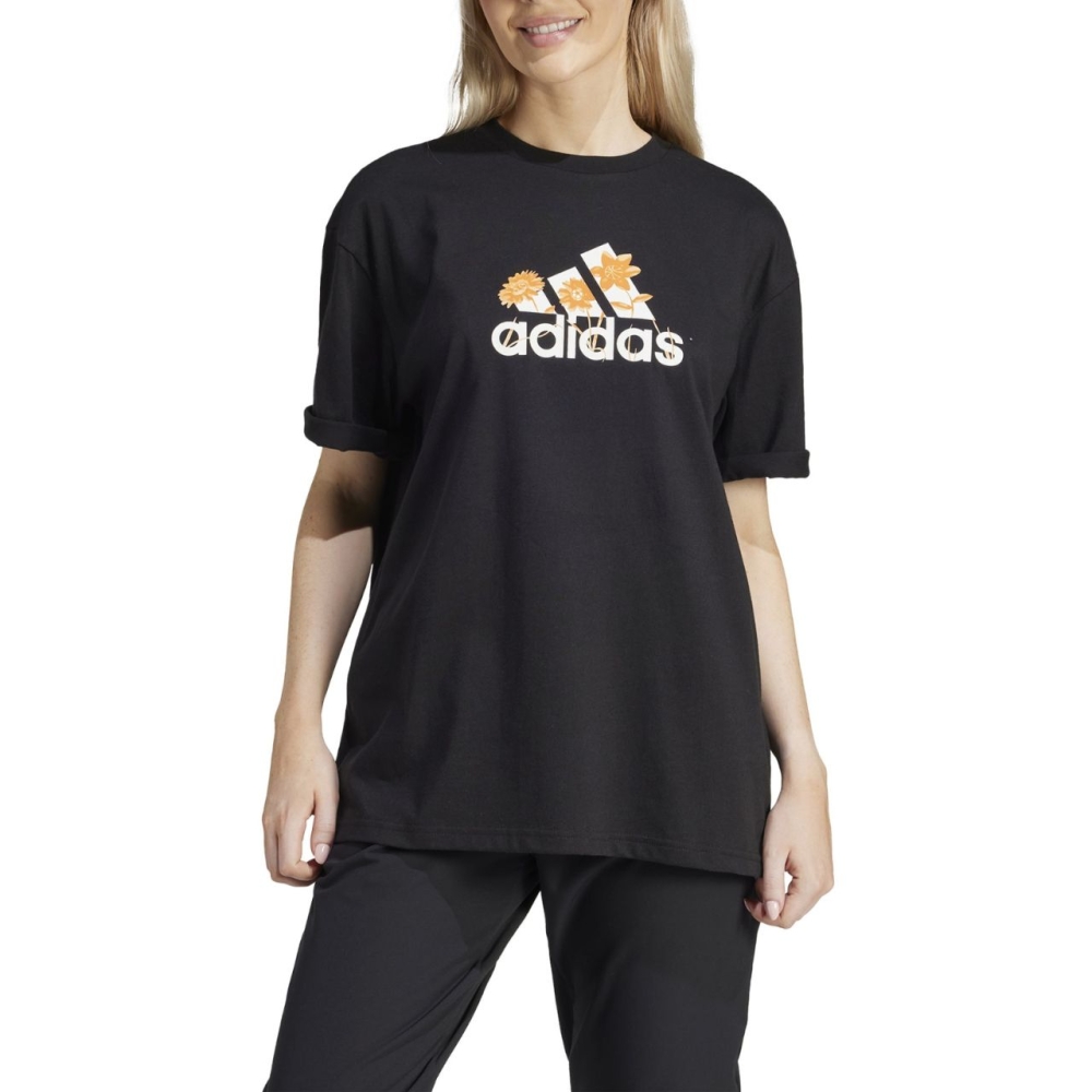 Tricou adidas Flower . Badge of Sport negru IR5896 pentru Femei