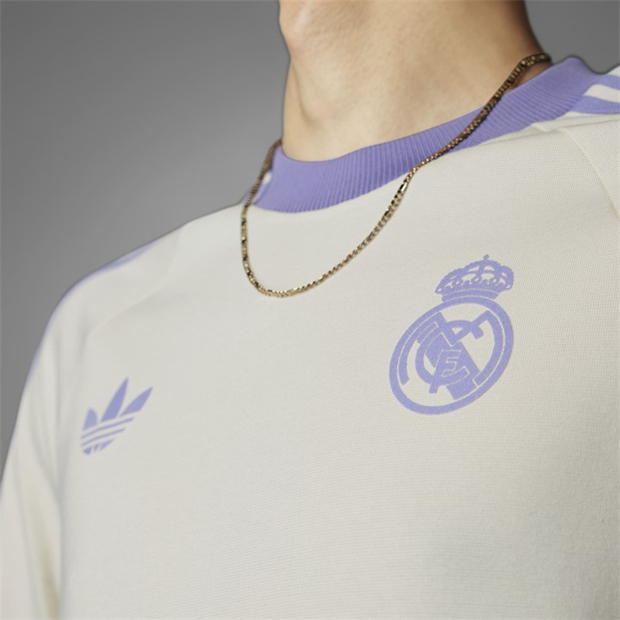 Tricou adidas Originals Real Madrid Adicolor Classics 3-Stripes pentru adulti lila alb