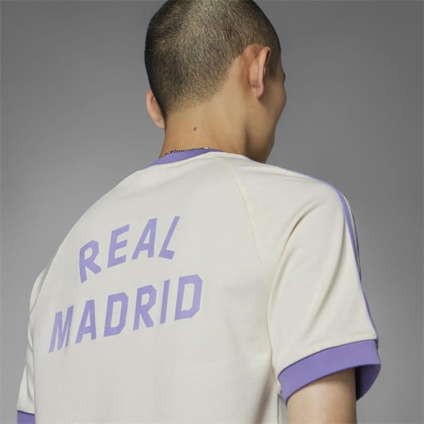 Tricou adidas Originals Real Madrid Adicolor Classics 3-Stripes pentru adulti lila alb