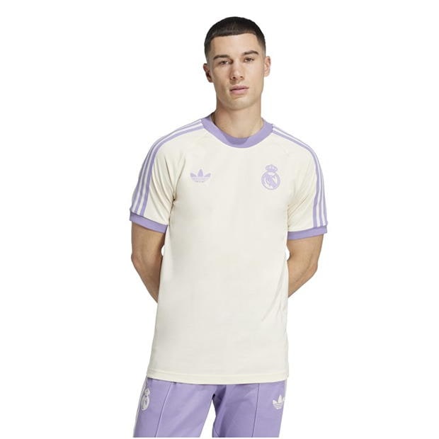 Tricou adidas Originals Real Madrid Adicolor Classics 3-Stripes pentru adulti lila alb