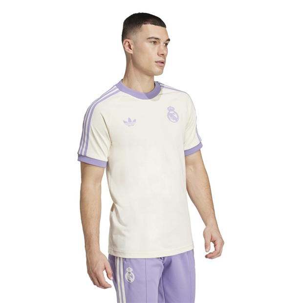 Tricou adidas Originals Real Madrid Adicolor Classics 3-Stripes pentru adulti lila alb