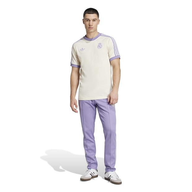 Tricou adidas Originals Real Madrid Adicolor Classics 3-Stripes pentru adulti lila alb