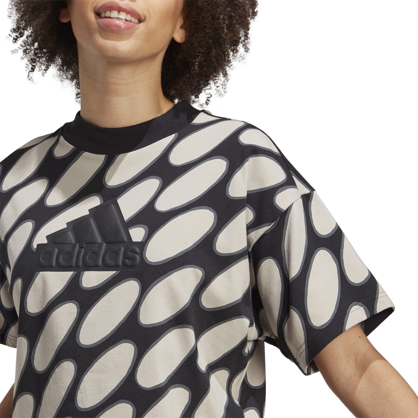 Tricou adidas x Marimekko Future Icons 3-Stripes pentru femei lbrwn negru gri