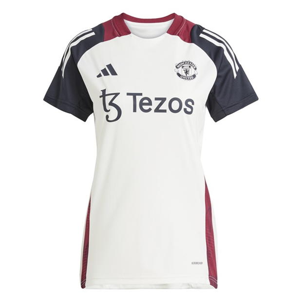 Tricou antrenement adidas Manchester United 2025 pentru femei off alb negru