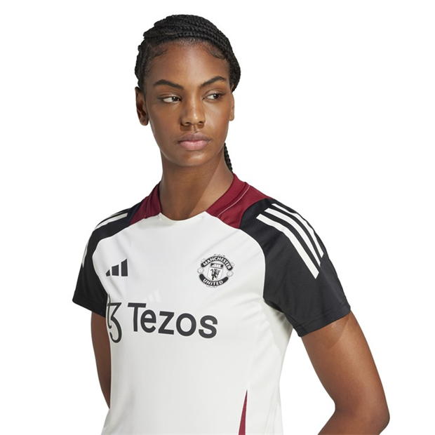 Tricou antrenement adidas Manchester United 2025 pentru femei off alb negru