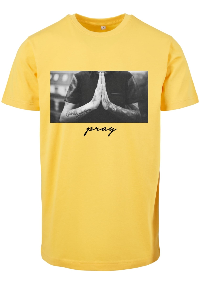 Tricou barbati casual Pray galben Mister Tee