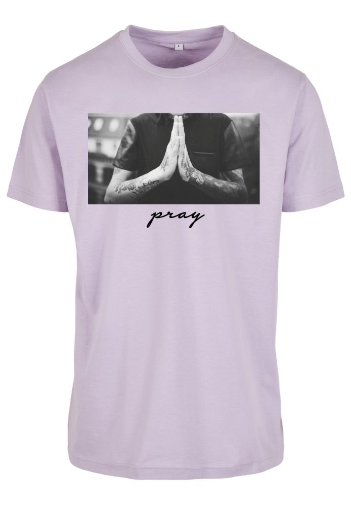 Tricou barbati casual Pray lila Mister Tee