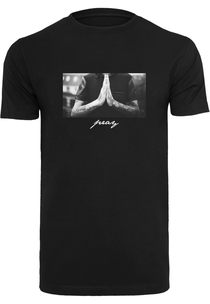 Tricou barbati casual Pray negru Mister Tee