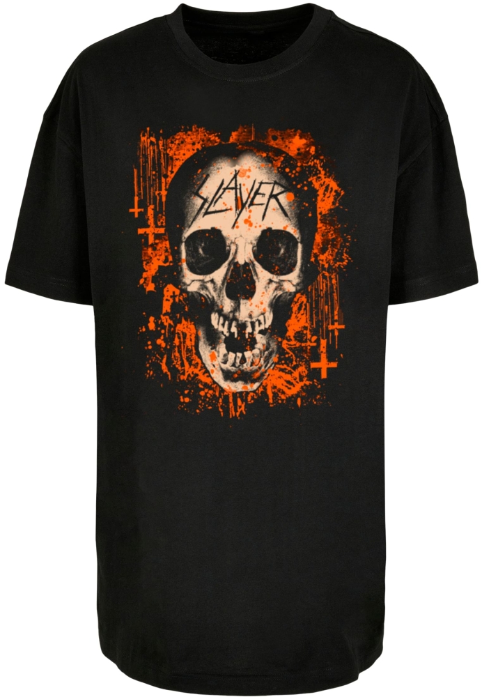 Tricou Boyfriend supradimensionat Slayer - Halloween Skulls pentru Femei negru Merchcode